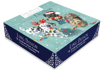 Ling Design Christmas Fun Lg Deluxe Cards 12's (LXDR0010)