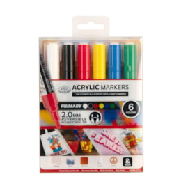 Royal Brush 6pc 2mm Primary Acrylic Paint Marker Set (MARK-2721)