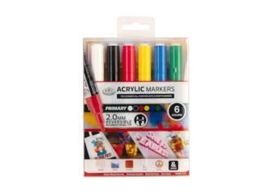 Royal Brush 6pc 2mm Primary Acrylic Paint Marker Set (MARK-2721)