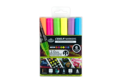 Royal Brush 6pc 2mm Neon Chalk Marker Set (MARK-2802)