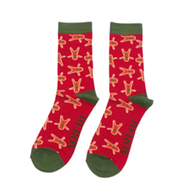 Mr Heron Mens Gingerbread Men Socks Dark Red (MH259DARKRED)