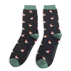 Mr Sparrow Little Robins Socks Black (MR068BLACK)