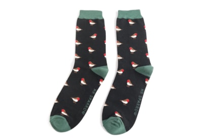 Mr Sparrow Little Robins Socks Black (MR068BLACK)