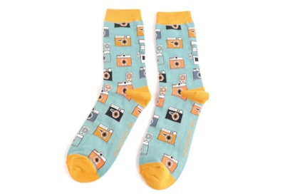 Mr Sparrow Retro Camera Socks Duck Egg (MR072DUCKEGG)