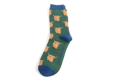 Mr Sparrow Highland Herd Socks Green (MR084GREEN)