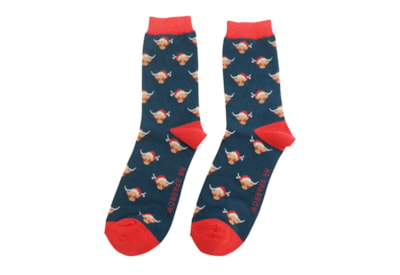 Mr Sparrow Highland Cows Socks Navy (MR090NAVY)