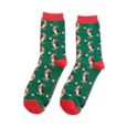 Mr Sparrow Xmas Puffins Socks Dark Green (MR091DARKGREEN)