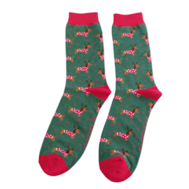 Mr Sparrow Xmas Sausage Dogs Socks Green (MR092GREEN)