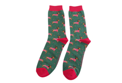 Mr Sparrow Xmas Sausage Dogs Socks Green (MR092GREEN)