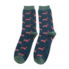 Mr Sparrow Xmas Sausage Dogs Socks Navy (MR092NAVY)