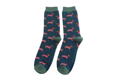 Mr Sparrow Xmas Sausage Dogs Socks Navy (MR092NAVY)