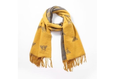 Butterfly Fashion Reversible Bees Scarf Mustard