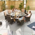 Nova Ruxley 8 Seat Dining Set & Fire Pit 1.8m Round Table Brown