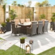 Nova Ruxley 8 Seat Dining Set & Fire Pit 2m x 1m Rectangular Table Brown