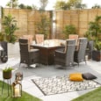 Nova Ruxley 6 Seat Dining Set & Fire Pit 1.5m x 1m Rectangular Table Brown