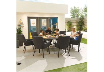 Nova Genoa Fabric 8 Seat Round Dining Set Dark Grey