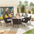 Nova Genoa Fabric 8 Seat Round Dining Set & Firepit Dark Grey