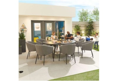 Nova Edge Fabric 8 Seat Round Dining Set Light Grey