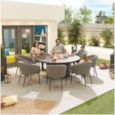 Nova Edge Fabric 8 Seat Round Dining Set & Firepit Light Grey