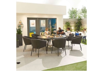 Nova Edge Fabric 8 Seat Round Dining Set Dark Grey