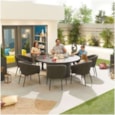 Nova Edge Fabric 8 Seat Round Dining Set & Firepit Dark Grey