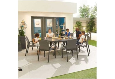 Nova Roma 8 Seat Round Dining Set Grey