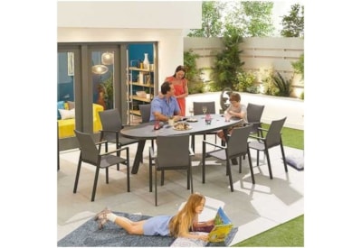 Nova Roma 8 Seat Oval Dining Set Grey