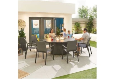 Nova Roma 8 Seat Round Dining Set & Firepit Grey