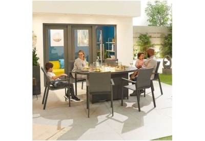 Nova Roma 6 Seat Oval Dining Set & Firepit Grey