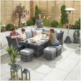 Nova Cambridge RH Rattan Corner Dining Set & Firepit & Reclining Sides Grey