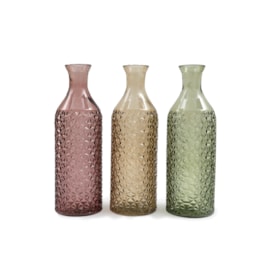 Sifcon Embossed Glass Vase 10x30 (OR6705)