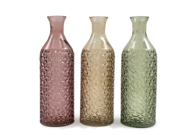 Sifcon Embossed Glass Vase 10x30 (OR6705)