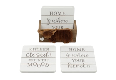 Sifcon Highland Cow Coasters Set Of 4 (OR7727)