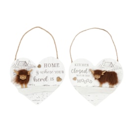 Sifcon Highland Cow Heart Sign 16cm (OR7728)