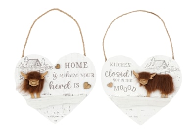 Sifcon Highland Cow Heart Sign 16cm (OR7728)