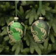 Festive 2 Asst Swirl Green Eggs Shaped/shiny Matt Bauble 10cm (P001792)