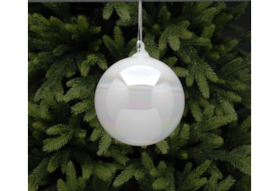 Festive White Holographic Glass Ball 12cm (P017954)