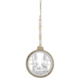 Festive Hanging Wooden Round Disc With Reindeer 18cm (P027782)