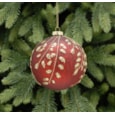 Festive Red Mercury Effect With Leaf Glass Bauble 10cm (P030221)