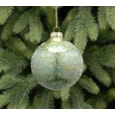 Festive Green Irredescent Crusted Glass Bauble 8cm (P030228)