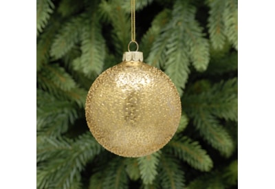 Festive Gold Crusted Glass Bauble 8cm (P030263)