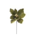 Festive Dark Green With Gold Glitter Magnolia Stem 40cm (P039304)