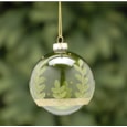 Festive Green/light Green Glitter Leaf Glass Ball 8cm (P039667)