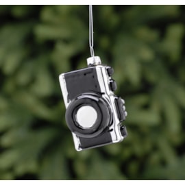Festive Glass Camera Hanging Dec 8cm (P039799)