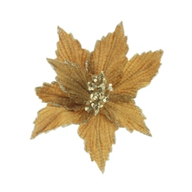 Festive Gold Poinsettia Gold Glitter Clip On 26cm (P045195)