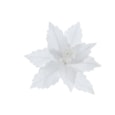 Festive White Poinsettia With White Glitter Clip On 26cm (P045197)