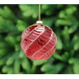 Festive Red Glass With Gold Glitter Bauble 10cm (P045703)