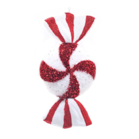Festive Red / White Hanging Candy Stripe Sweet Shape 28cm (P046171)