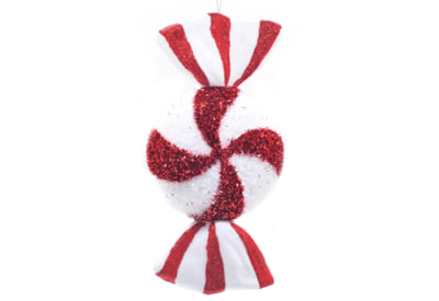 Festive Red / White Hanging Candy Stripe Sweet Shape 28cm (P046171)