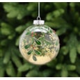 Festive Clear Glass Mistletoe/glitter Bauble 10cm (P048885)